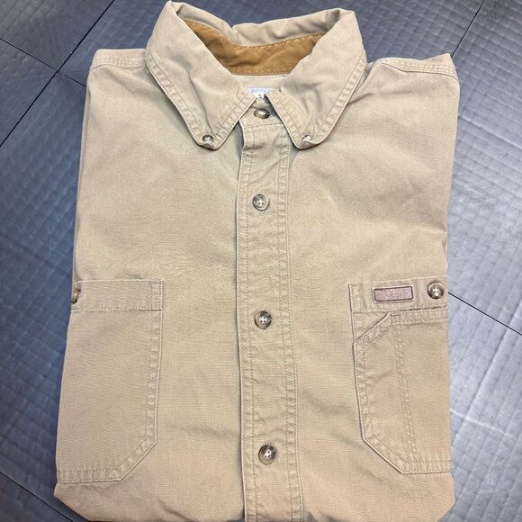CARHARTT MENS TAN SHORT SLEEVE BUTTON UP SHIRT LARGE - Picture 10 of 10